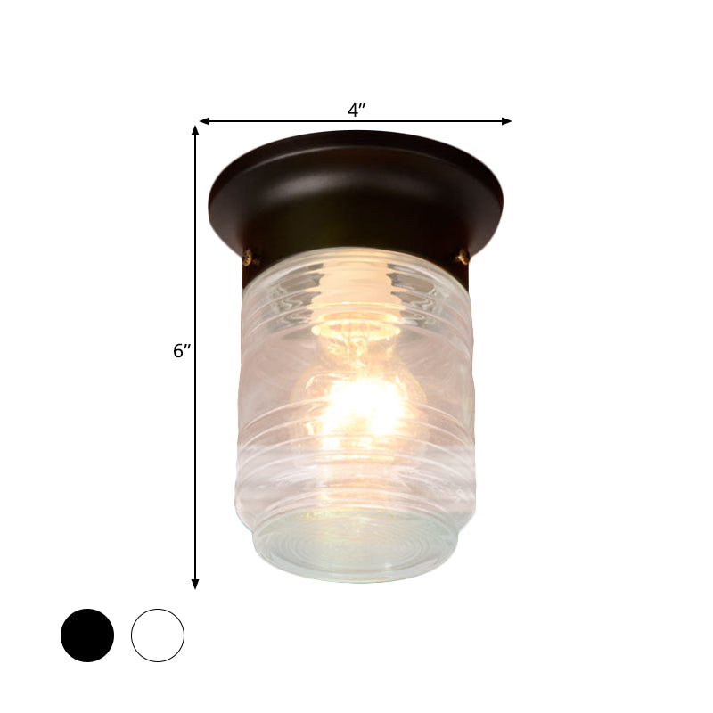 Modern Hand Blown Glass 1 - Light Cylinder Flush Mount Ceiling Light In White/Black