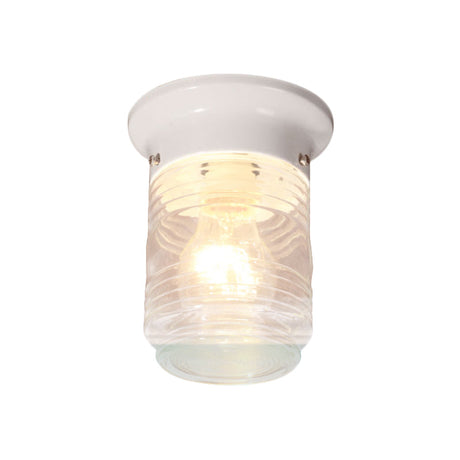 Modern Hand Blown Glass 1-Light Cylinder Flush Mount Ceiling Light In White/Black
