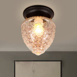 Modern Acorn Shape Flush Mount Clear Glass Light Fixture With 1 White/Black