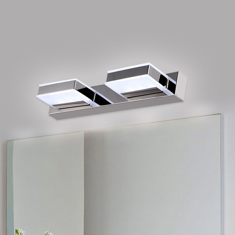 Modern Square Acrylic Vanity Light With Chrome Wall Mount - Available In 1-4 Lights