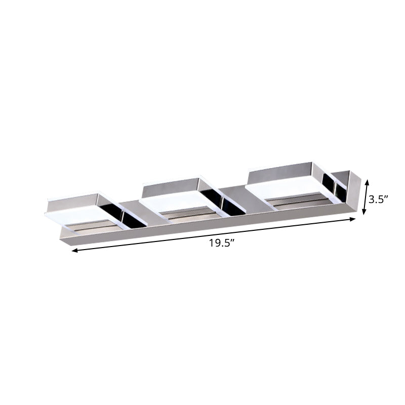 Modern Square Acrylic Vanity Light With Chrome Wall Mount - Available In 1-4 Lights