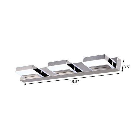 Modern Square Acrylic Vanity Light With Chrome Wall Mount - Available In 1-4 Lights