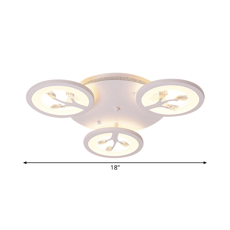 Modern Acrylic Tree Flush Mount Ceiling Light With Led And Crystal Accents - 3/6/9 - Light Fixture