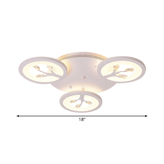 Modern Acrylic Tree Flush Mount Ceiling Light With Led And Crystal Accents - 3/6/9 - Light Fixture