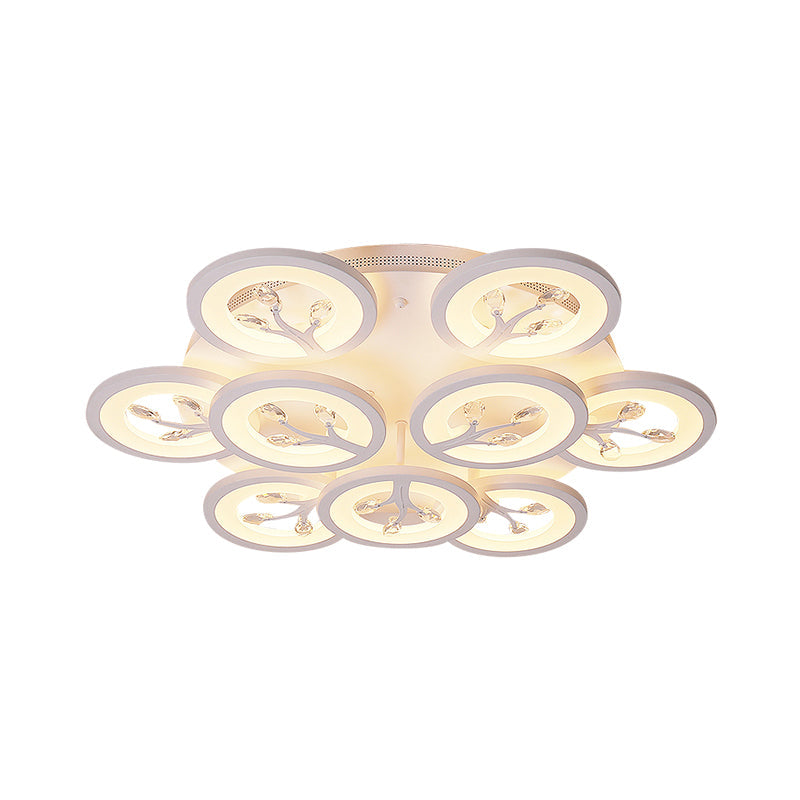 Modern Acrylic Tree Flush Mount Ceiling Light With Led And Crystal Accents - 3/6/9 - Light Fixture