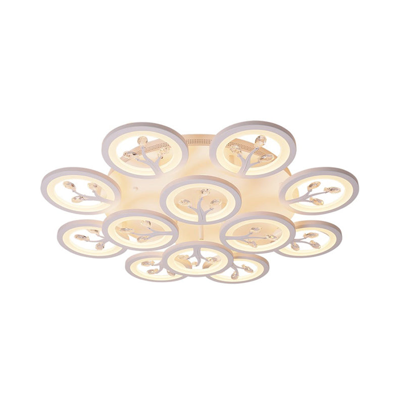 Modern Acrylic Tree Flush Mount Ceiling Light With Led And Crystal Accents - 3/6/9 - Light Fixture