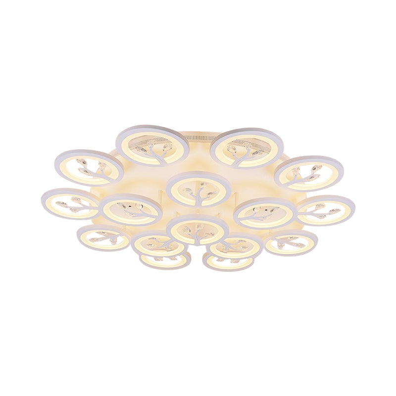 Modern Acrylic Tree Flush Mount Ceiling Light With Led And Crystal Accents - 3/6/9 - Light Fixture