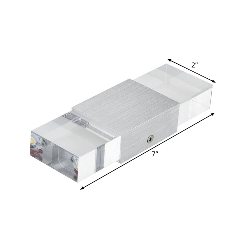 Modern Rectangular Acrylic Led Wall Sconce In Silver - Warm/White Light