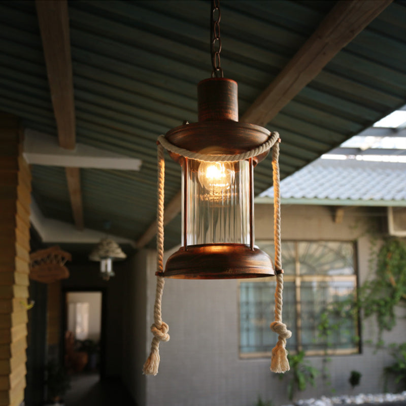 Coastal Kerosene Pendant Light - Antique Brass/Copper Clear Glass 6’/8.5’ Wide Weathered Copper / 6’