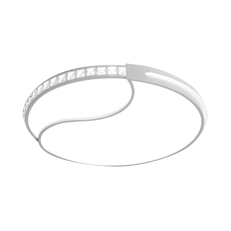 Crystal Circular Flush Mount Led Ceiling Light Fixture - 16.5’/20.5’/24.5’ Wide Contemporary