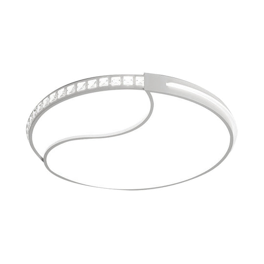 Crystal Circular Flush Mount Led Ceiling Light Fixture - 16.5’/20.5’/24.5’ Wide Contemporary