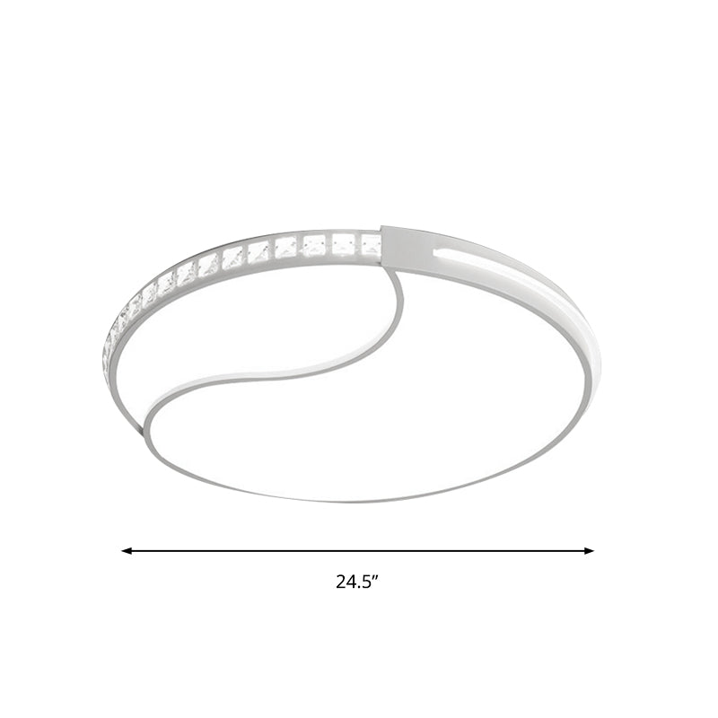 Crystal Circular Flush Mount Led Ceiling Light Fixture - 16.5’/20.5’/24.5’ Wide Contemporary