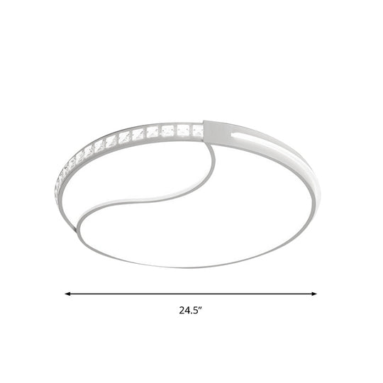 Crystal Circular Flush Mount Led Ceiling Light Fixture - 16.5/20.5/24.5 Wide Contemporary Warm/White
