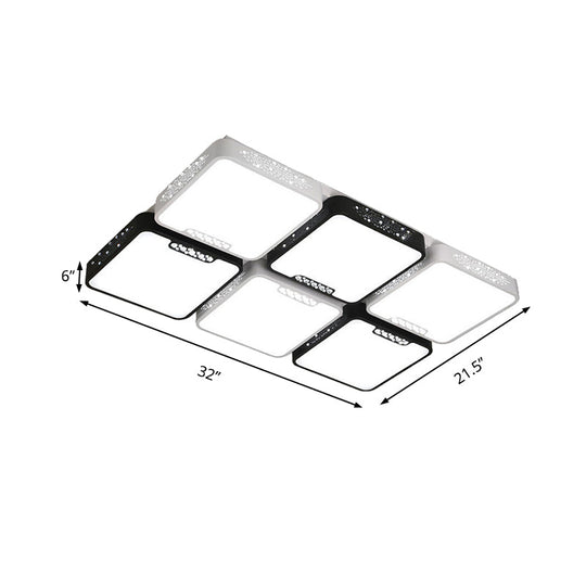 Contemporary Acrylic Flush Pendant Light - Led Black Ceiling Mount For Living Room