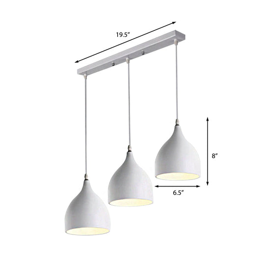 Modernist 3-Light Metallic Black/White Ceiling Pendant With Dome Shade