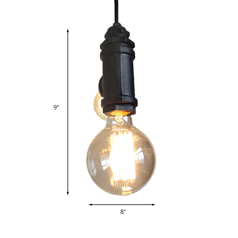 Industrial Black Metal Hanging Chandelier With 2 Exposed Lights - Stylish Living Room Lamp