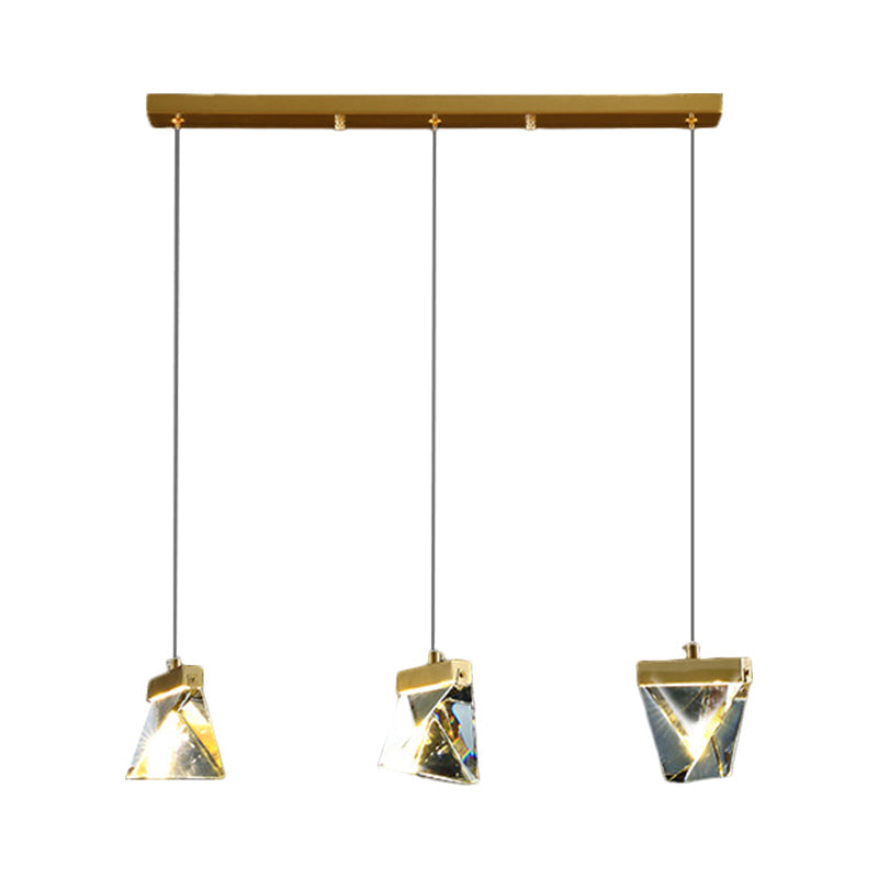Modern Crystal Led Clear Ceiling Lamp - Polyhedron Pendant For Dining Hall