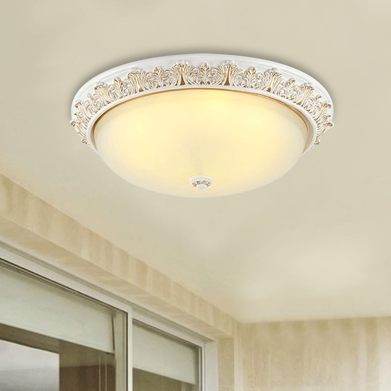 Milky Glass Ceiling Mount With White/Golden Bronze Flush Light And 2 - Bulbs For Countryside Homes