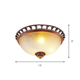 Opal Glass Domed Flush Lamp Countryside Ceiling Mounted Fixture - Brown (13’/16.5’ Wide)