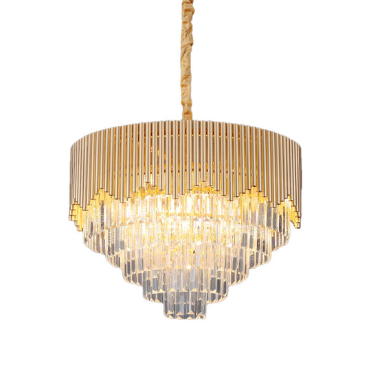 Clear Crystal Prisms Chandelier – Modern Gold Finish 4/6/8 Heads Great Room Pendant