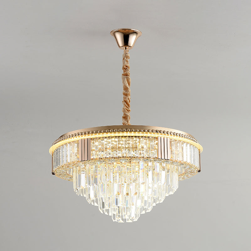 Modern Led Crystal Chandelier For Dining Room - Suspended Clear Rectangle Crystals