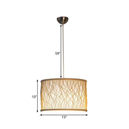 Hand-Woven Bamboo Pendant Light For Restaurants - Japanese Style