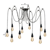 Swag Hanging Lamp - Industrial Style Pendant Light With Metal Bulb Holders In Black Finish