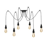Swag Hanging Lamp - Industrial Style Pendant Light With Metal Bulb Holders In Black Finish