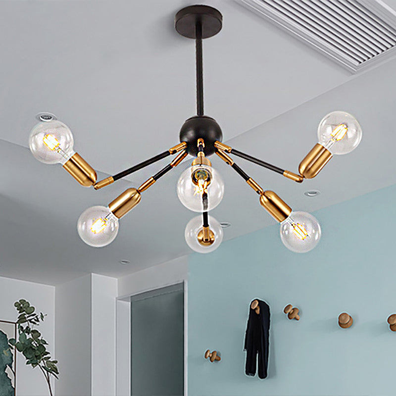 Modern Gold Metal Chandelier - Abstract Design With Multiple Lights Hanging Ceiling Lamp For