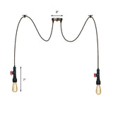 Industrial Style Black Pendant Lamp With Pipe Design And Valve For Kitchen