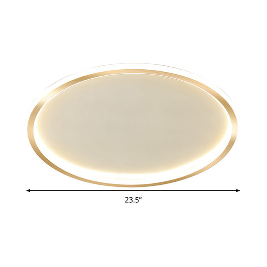 Gold Led Flush Mount Ceiling Lamp With Stepless Dimming Remote Control And Warm/White Light