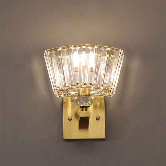 Modern Gold Wall Sconce With Trapezoid Crystal Blocks