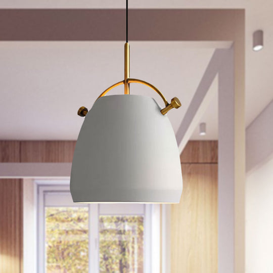 Retro Dome Shade Hanging Ceiling Light - Stylish Metal Pendant Lamp In Black/White 10/11/13 Width