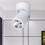 Stylish Mini Semi Flush Led Ceiling Light With Rotatable Metal Cylinder Shade In Black/White For