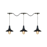 Vintage Industrial Black Iron Saucer Pendant Ceiling Light With Wire Connection - Pack Of 3/5 Bulbs