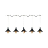 Vintage Industrial Black Iron Saucer Pendant Ceiling Light With Wire Connection - Pack Of 3/5 Bulbs