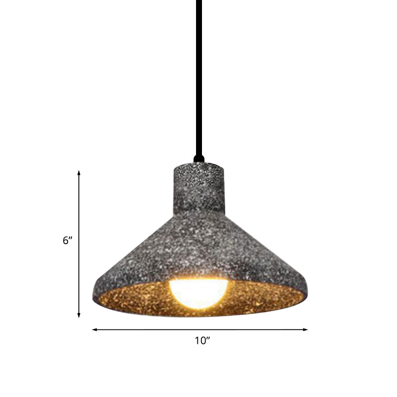 Industrial Style Hanging Lamp - 6.5’/10’/10.5’ Dia Conical Cement Pendant Light Grey 1 For