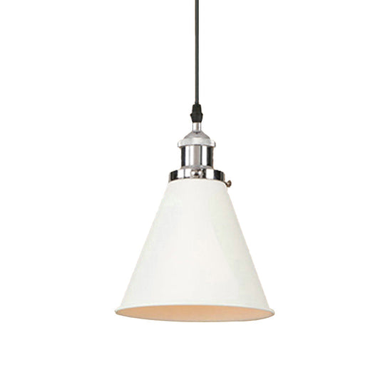 Retro Style Metal Pendant Light With Black/Chrome/Rust Finish - Ideal For Kitchen 1 Bulb Hanging