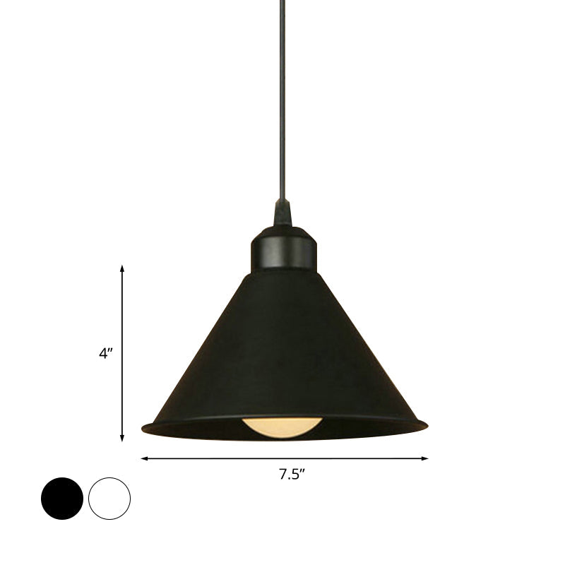 Modern Adjustable Cone Pendant Lamp - Stylish Black/White Metal Ceiling Hanging Light With 1 And