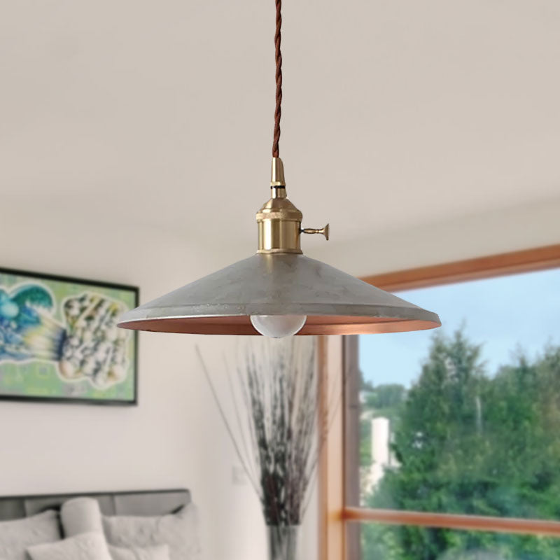 Rustic Saucer Shade Pendant Light With Adjustable Cord - Silver/Red/Blue
