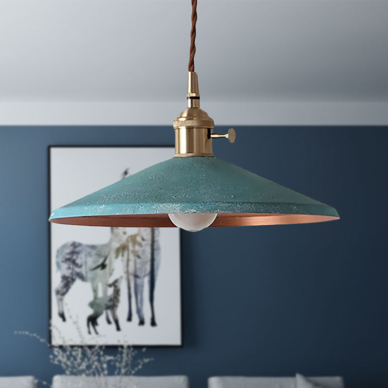 Rustic Saucer Shade Pendant Light With Adjustable Cord - Silver/Red/Blue