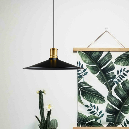 Vintage Industrial 1-Light Pendant With Metallic Black Finish For Bedroom - 8.5/10.5 Width / 10.5