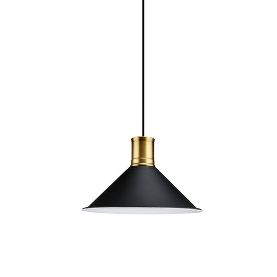 Vintage Industrial 1-Light Pendant With Metallic Black Finish For Bedroom - 8.5/10.5 Width