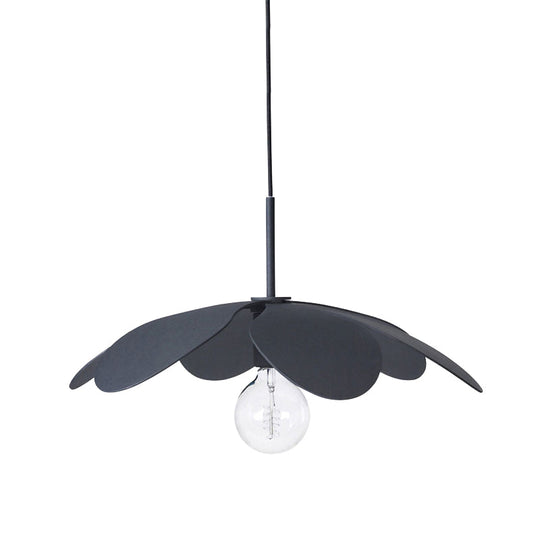 Nordic Style Metal Petal Pendant Lamp With Exposed Bulb In White/Black - Perfect For Living Room
