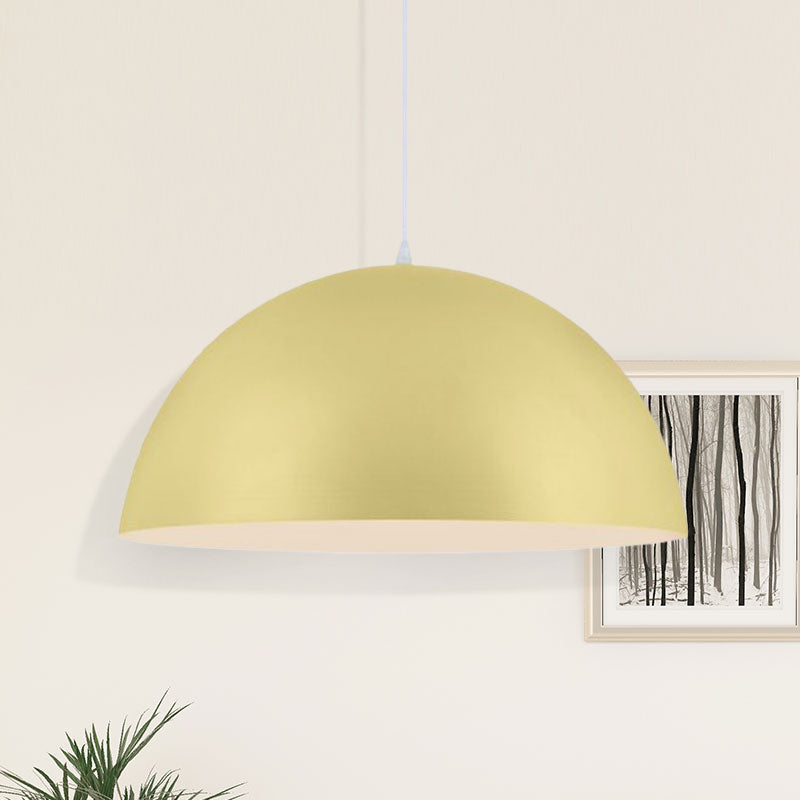 Nordic Style 1-Light Aluminum Bowl Pendant In Pink/Yellow For Living Room