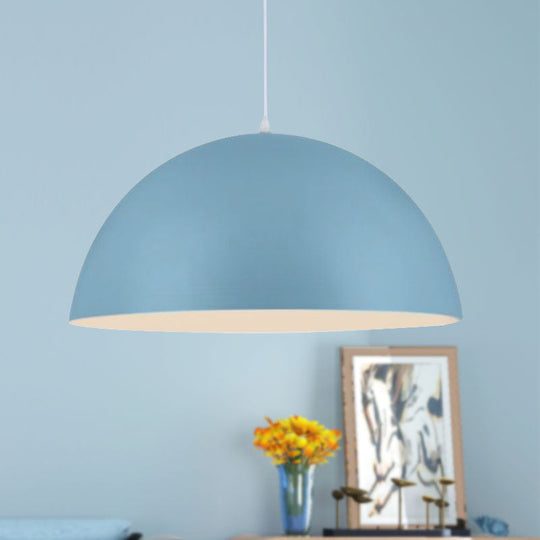 Nordic Style 1-Light Aluminum Bowl Pendant In Pink/Yellow For Living Room