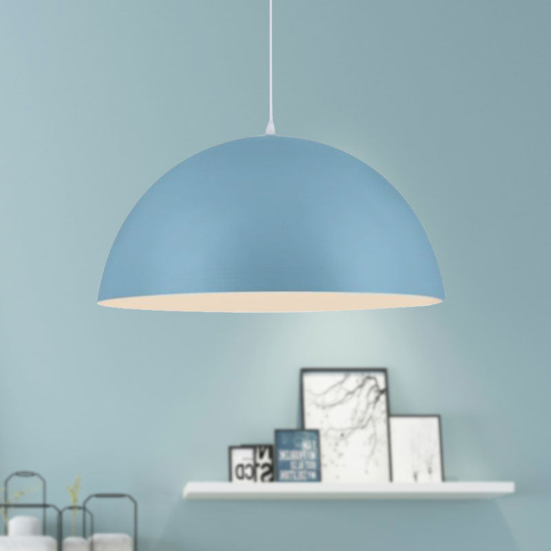 Nordic Style 1-Light Aluminum Bowl Pendant In Pink/Yellow For Living Room