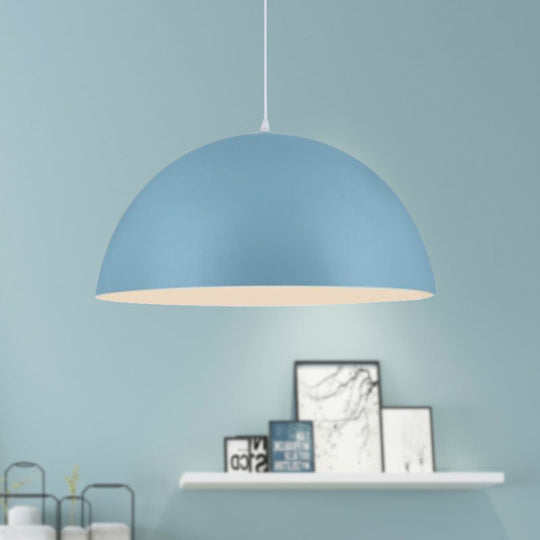 Nordic Style 1-Light Aluminum Bowl Pendant In Pink/Yellow For Living Room