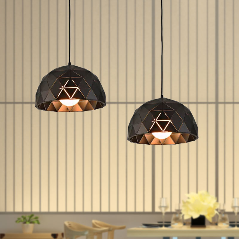 Modern Nordic Dome Ceiling Light In Black/White For Coffee Shop - 12/14 W 1-Light