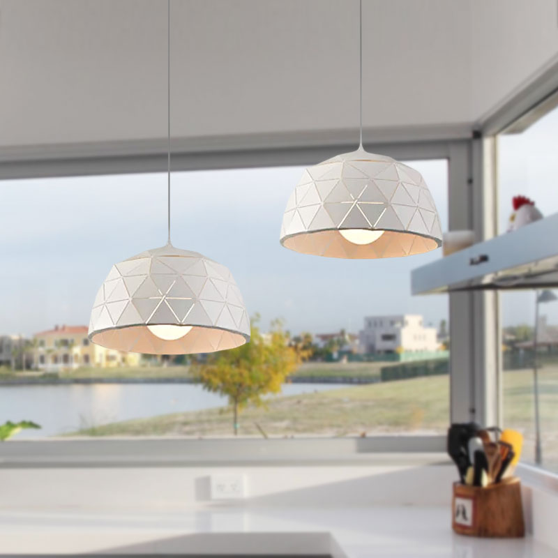 Modern Nordic Dome Ceiling Light In Black/White For Coffee Shop - 12/14 W 1-Light